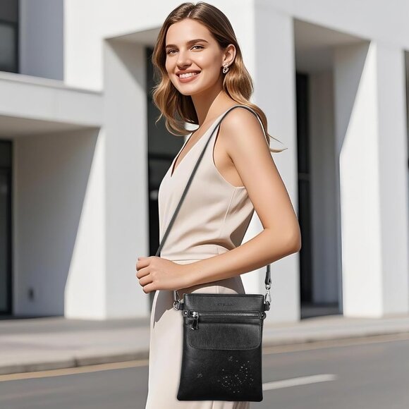 Crossbody Bags for Women Vegan Leather Cross Body Purse with Adjustable Strap Mu - Picture 2 of 7